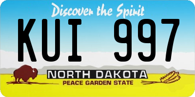 ND license plate KUI997