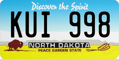 ND license plate KUI998