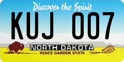 ND license plate KUJ007