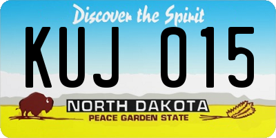 ND license plate KUJ015