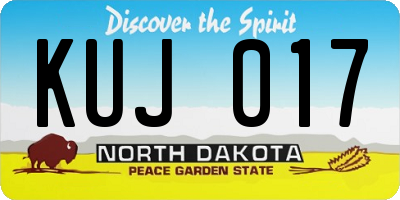 ND license plate KUJ017