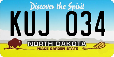 ND license plate KUJ034