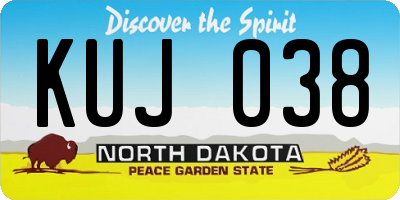 ND license plate KUJ038
