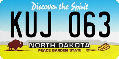 ND license plate KUJ063