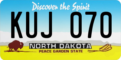 ND license plate KUJ070