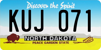 ND license plate KUJ071