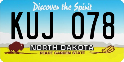 ND license plate KUJ078
