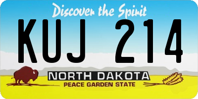 ND license plate KUJ214