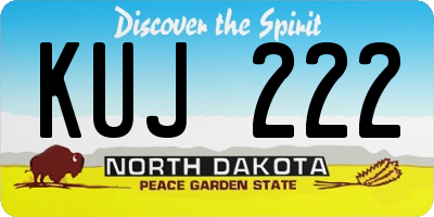 ND license plate KUJ222