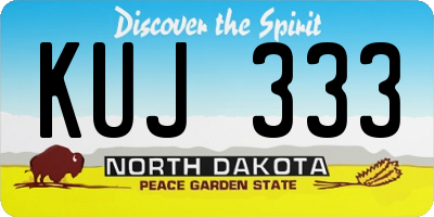 ND license plate KUJ333
