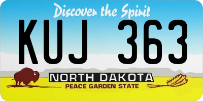 ND license plate KUJ363