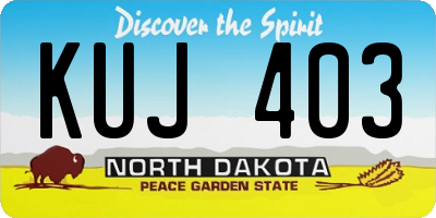 ND license plate KUJ403