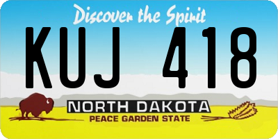 ND license plate KUJ418