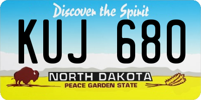 ND license plate KUJ680
