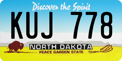 ND license plate KUJ778