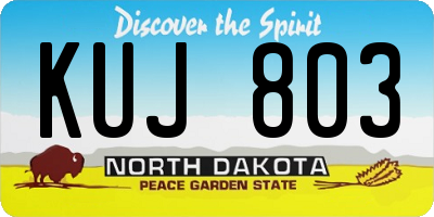 ND license plate KUJ803
