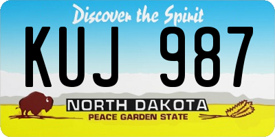 ND license plate KUJ987