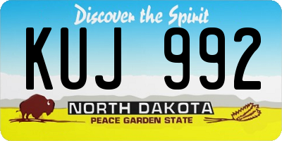 ND license plate KUJ992