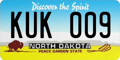 ND license plate KUK009