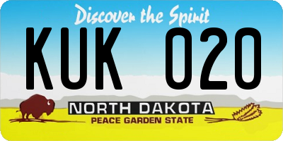 ND license plate KUK020
