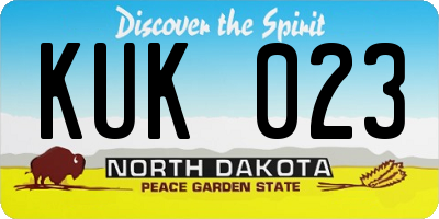 ND license plate KUK023
