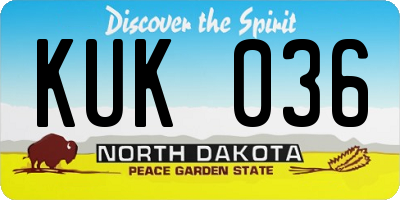 ND license plate KUK036
