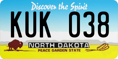 ND license plate KUK038