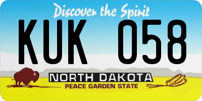 ND license plate KUK058