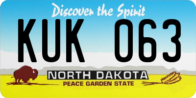 ND license plate KUK063