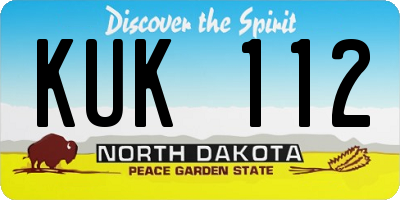 ND license plate KUK112