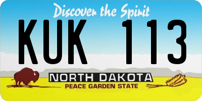 ND license plate KUK113