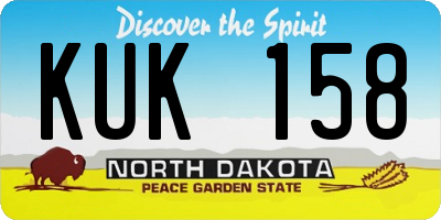 ND license plate KUK158