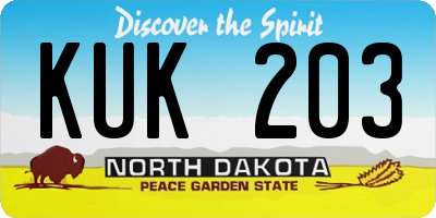 ND license plate KUK203