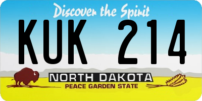 ND license plate KUK214