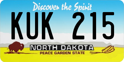 ND license plate KUK215