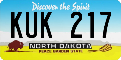 ND license plate KUK217
