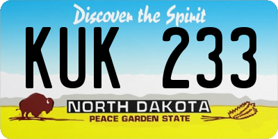 ND license plate KUK233