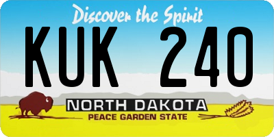 ND license plate KUK240