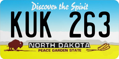 ND license plate KUK263