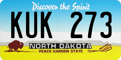ND license plate KUK273