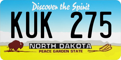 ND license plate KUK275