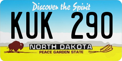 ND license plate KUK290
