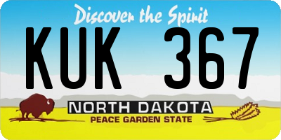ND license plate KUK367