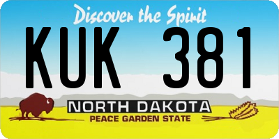 ND license plate KUK381