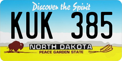 ND license plate KUK385