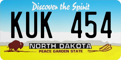 ND license plate KUK454