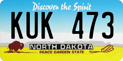 ND license plate KUK473
