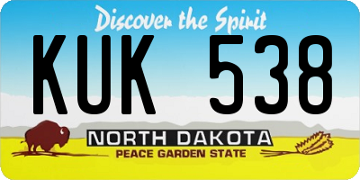 ND license plate KUK538