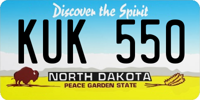 ND license plate KUK550