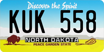 ND license plate KUK558